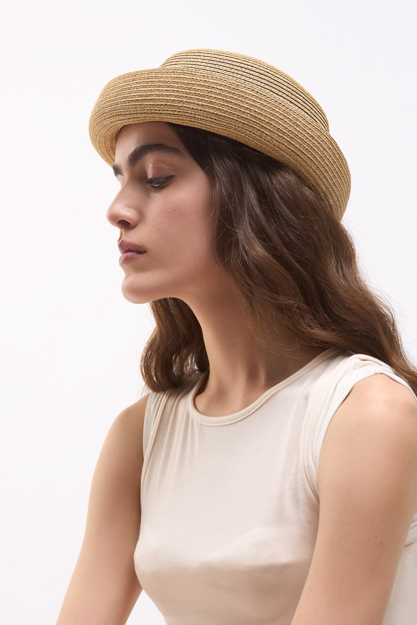 Paper hat with turned brim